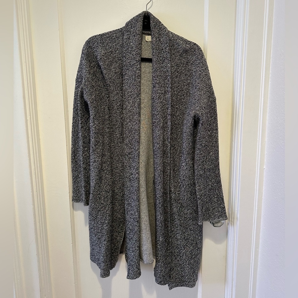 Sweater Cardigan with Attached Scarf